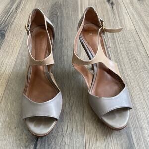 Leifsdottir Anthropologie Heels Size 38.5 Taupe Beige Platform Vero Cuoio